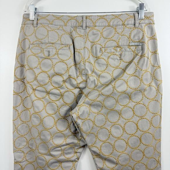 Chino by Anthropologie Relaxed Fit Embroidered Circle Pattern Pants Size 32 - Picture 8 of 13